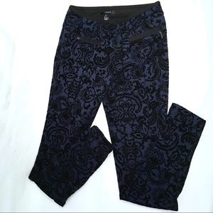 Navy Poetic Paisley Print Skinny Pants Small